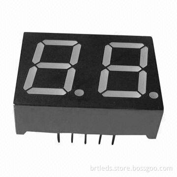 Dual Digit 7-segment LED Display, 0.28-inch Green Color, Common Anode, Black Face and White Segment